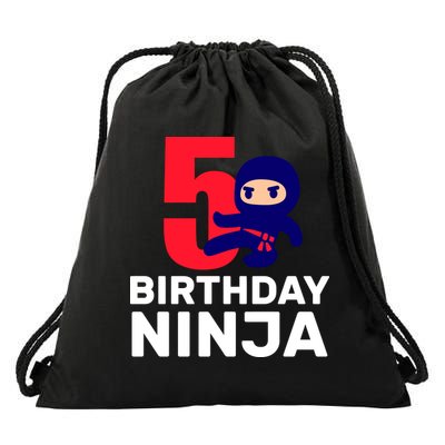 5th Birthday Ninja  Drawstring Bag