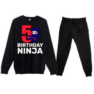 5th Birthday Ninja  Premium Crewneck Sweatsuit Set