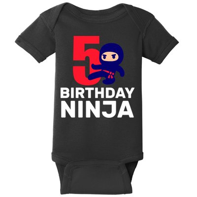 5th Birthday Ninja  Baby Bodysuit