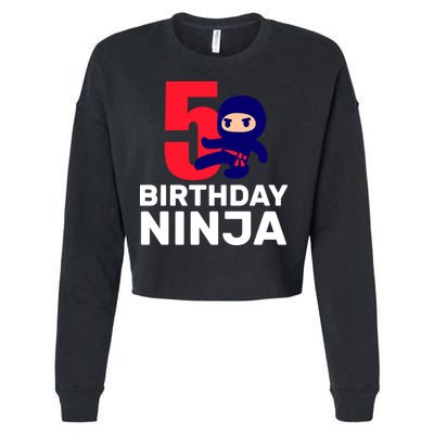 5th Birthday Ninja  Cropped Pullover Crew
