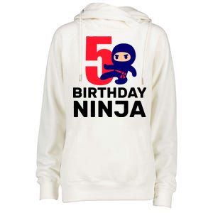 5th Birthday Ninja  Womens Funnel Neck Pullover Hood