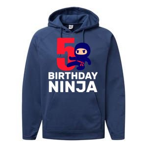 5th Birthday Ninja  Performance Fleece Hoodie