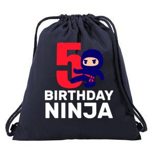 5th Birthday Ninja  Drawstring Bag