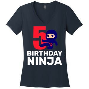 5th Birthday Ninja  Women's V-Neck T-Shirt