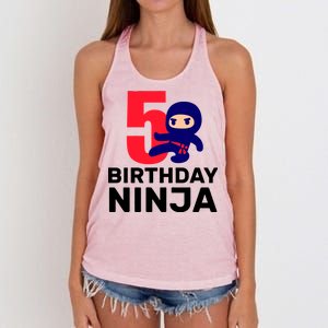 5th Birthday Ninja  Women's Knotted Racerback Tank