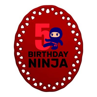 5th Birthday Ninja  Ceramic Oval Ornament