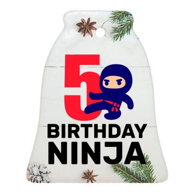 5th Birthday Ninja  Ceramic Bell Ornament