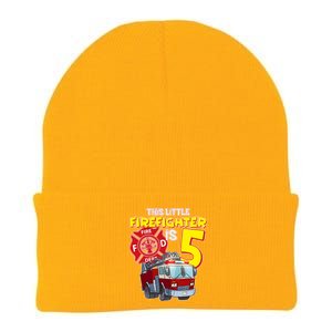 5th Birthday This Little Firefighter Is Five Knit Cap Winter Beanie