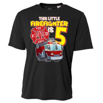 5th Birthday This Little Firefighter Is Five Cooling Performance Crew T-Shirt