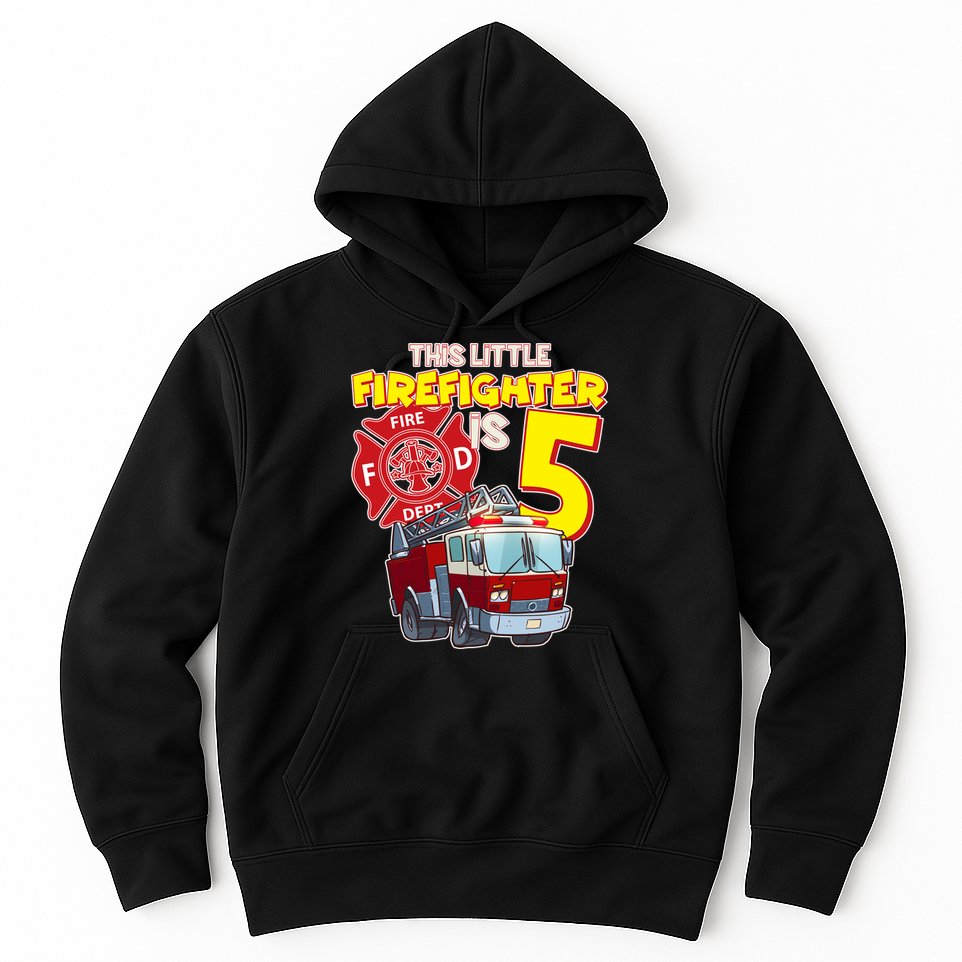5th Birthday This Little Firefighter Is Five Hoodie