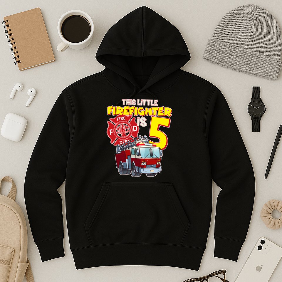 5th Birthday This Little Firefighter Is Five Hoodie