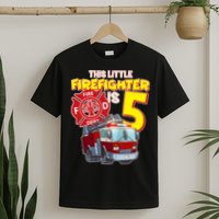 5th Birthday This Little Firefighter Is Five T-Shirt