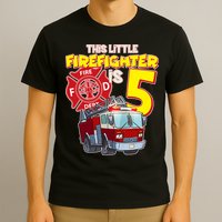 5th Birthday This Little Firefighter Is Five T-Shirt