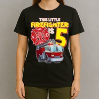 5th Birthday This Little Firefighter Is Five T-Shirt
