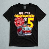 5th Birthday This Little Firefighter Is Five T-Shirt