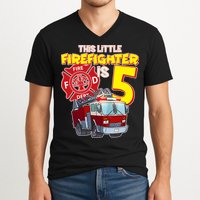 5th Birthday This Little Firefighter Is Five V-Neck T-Shirt