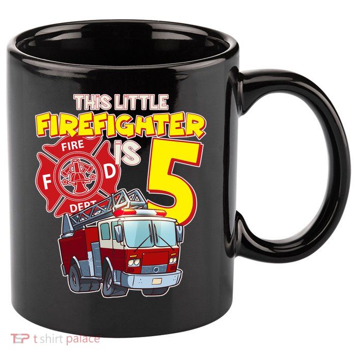 5th Birthday This Little Firefighter Is Five 11oz C Handle Ceramic Mug