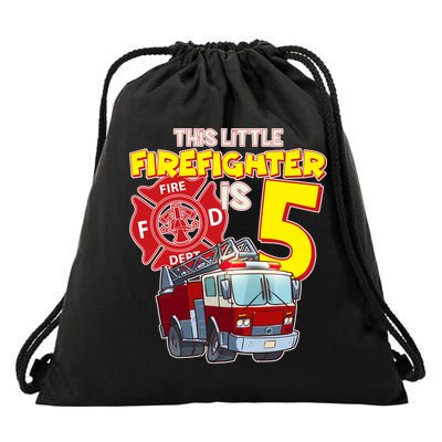 5th Birthday This Little Firefighter Is Five Drawstring Bag