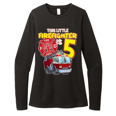 5th Birthday This Little Firefighter Is Five Womens CVC Long Sleeve Shirt