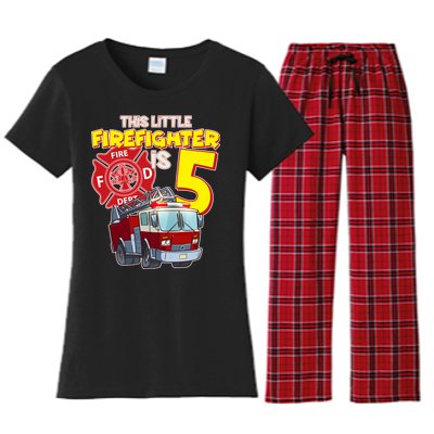 5th Birthday This Little Firefighter Is Five Women's Flannel Pajama Set