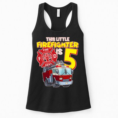 5th Birthday This Little Firefighter Is Five Womens Tank Top