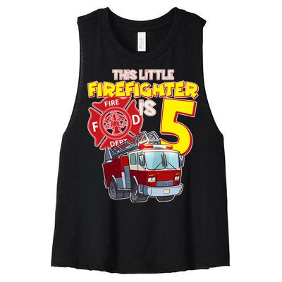 5th Birthday This Little Firefighter Is Five Women's Racerback Cropped Tank