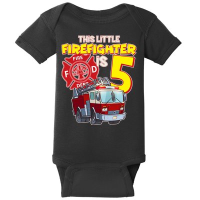 5th Birthday This Little Firefighter Is Five Baby Bodysuit