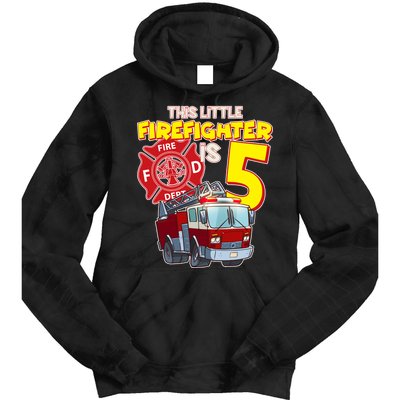 5th Birthday This Little Firefighter Is Five Tie Dye Hoodie