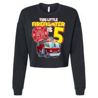 5th Birthday This Little Firefighter Is Five Cropped Pullover Crew