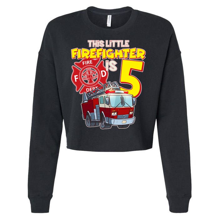 5th Birthday This Little Firefighter Is Five Cropped Pullover Crew