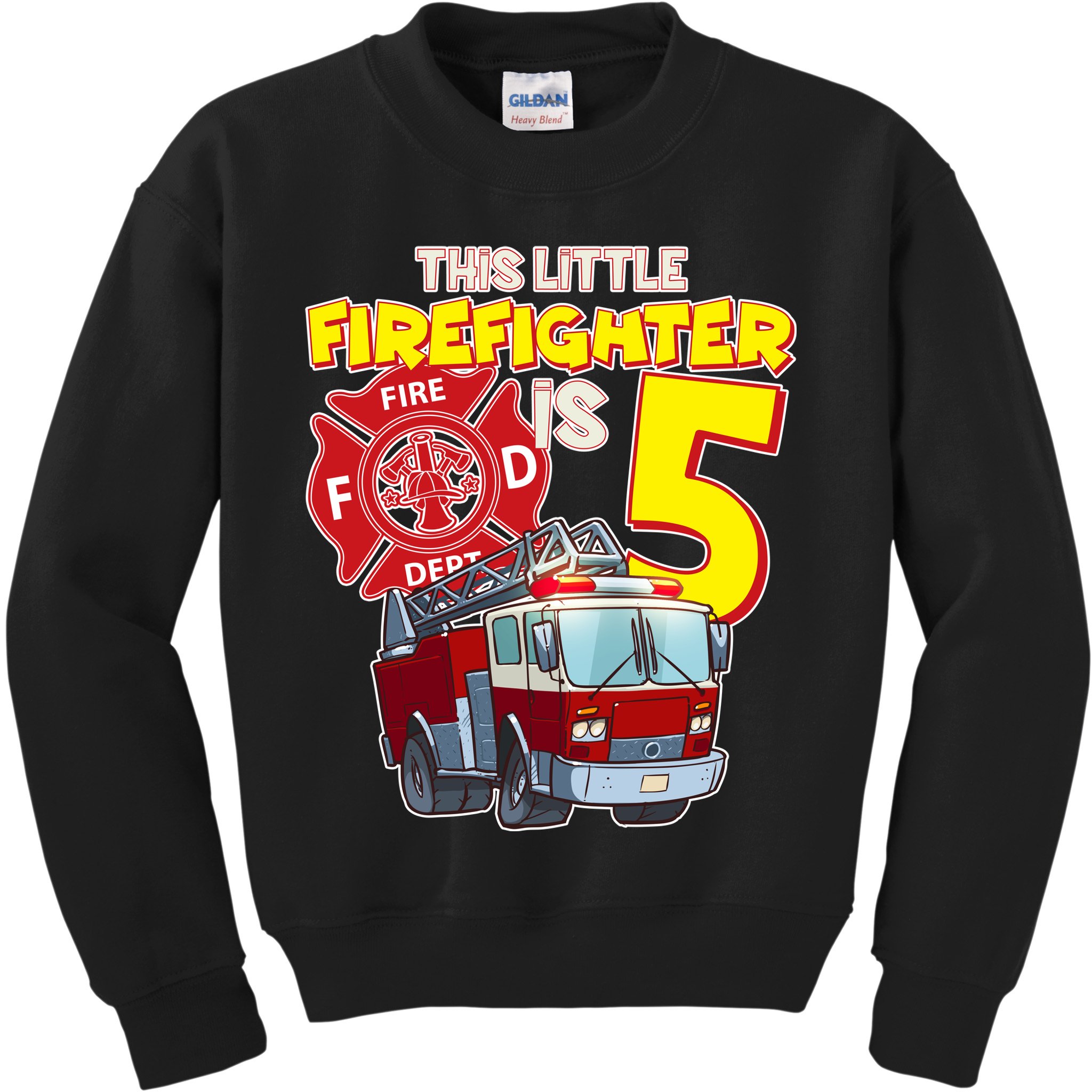 5th Birthday This Little Firefighter Is Five Kids Sweatshirt