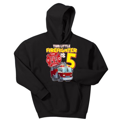 5th Birthday This Little Firefighter Is Five Kids Hoodie