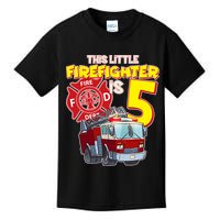 5th Birthday This Little Firefighter Is Five Kids T-Shirt