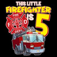 5th Birthday This Little Firefighter Is Five Kids T-Shirt