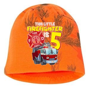 5th Birthday This Little Firefighter Is Five Kati - Camo Knit Beanie