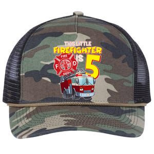 5th Birthday This Little Firefighter Is Five Retro Rope Trucker Hat Cap