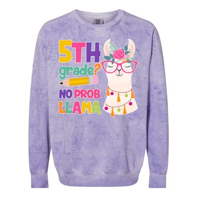 5th Grade? No Prob Llama Colorblast Crewneck Sweatshirt