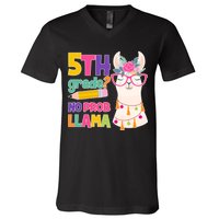 5th Grade? No Prob Llama V-Neck T-Shirt
