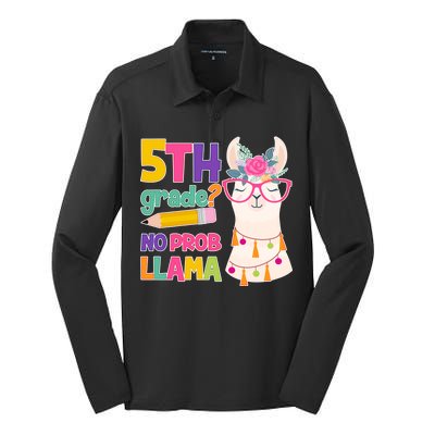 5th Grade? No Prob Llama Silk Touch Performance Long Sleeve Polo