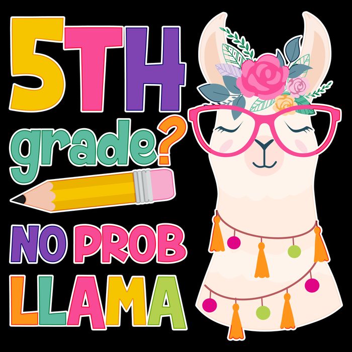 5th Grade? No Prob Llama Pom Pom 12in Knit Beanie