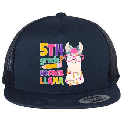 5th Grade? No Prob Llama Flat Bill Trucker Hat