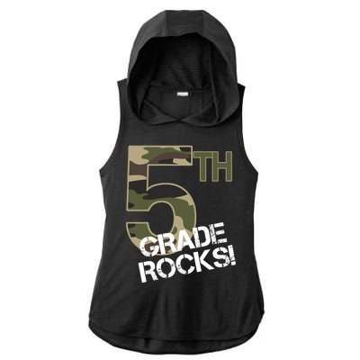 5th Grade Rocks Camo Ladies PosiCharge Tri-Blend Wicking Draft Hoodie Tank