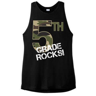 5th Grade Rocks Camo Ladies PosiCharge Tri-Blend Wicking Tank