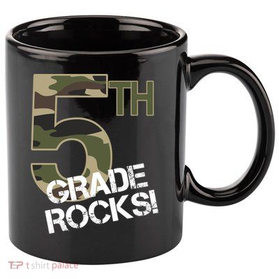 5th Grade Rocks Camo 11oz C Handle Ceramic Mug