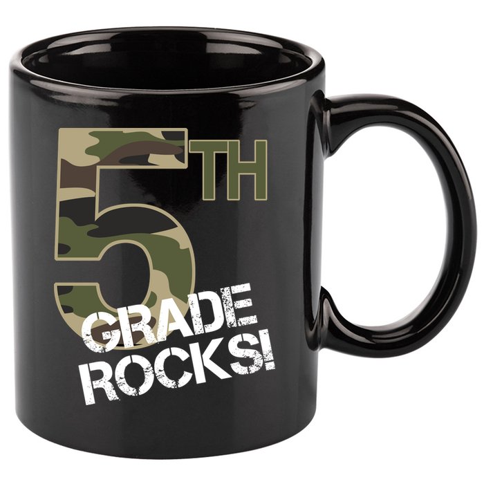 5th Grade Rocks Camo 11oz C Handle Ceramic Mug