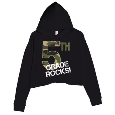 5th Grade Rocks Camo Crop Fleece Hoodie