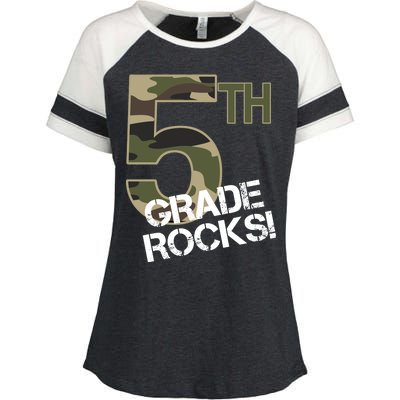 5th Grade Rocks Camo Enza Ladies Jersey Colorblock Tee