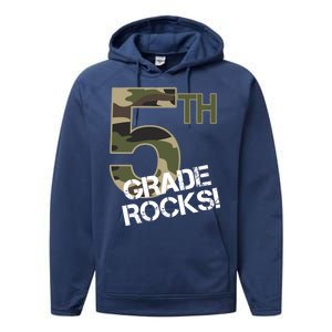 5th Grade Rocks Camo Performance Fleece Hoodie