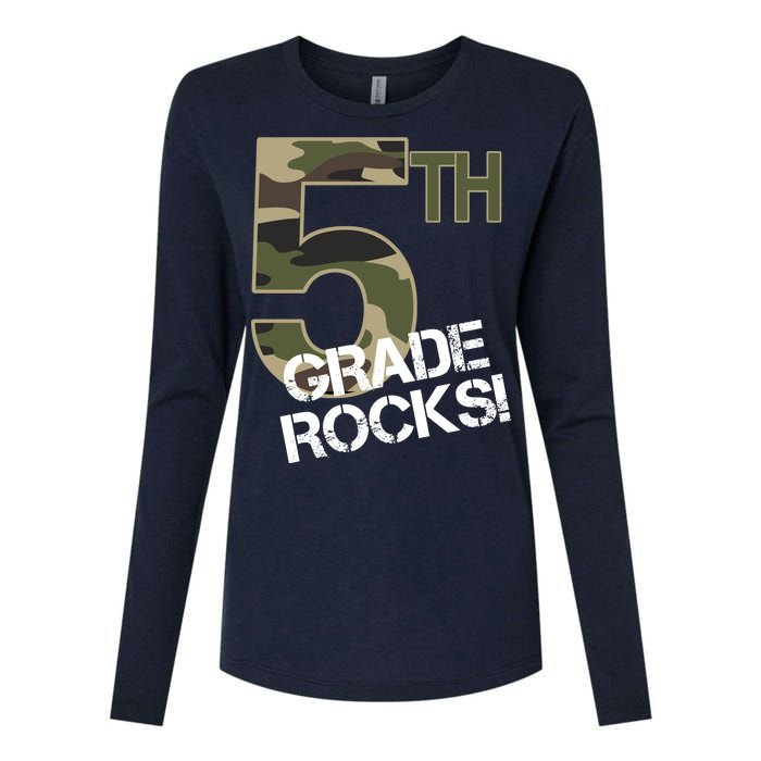 5th Grade Rocks Camo Womens Cotton Relaxed Long Sleeve T-Shirt