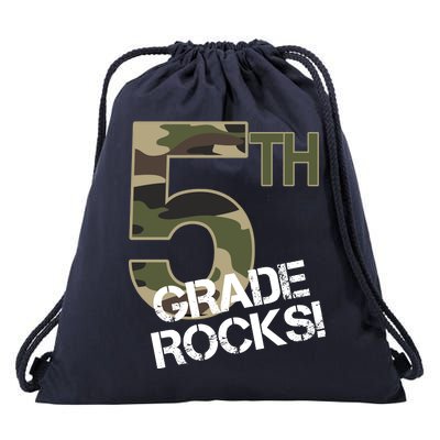 5th Grade Rocks Camo Drawstring Bag